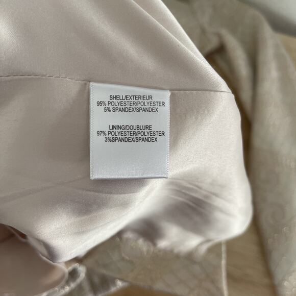 Belle Badgley Mischka Metallic Jaquard Rose Gold Ivory Dress Womens Size 10 - Picture 4 of 10